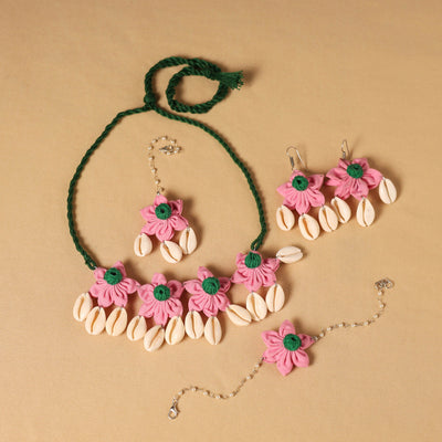 Handmade Fabart Floral Jewellery Set