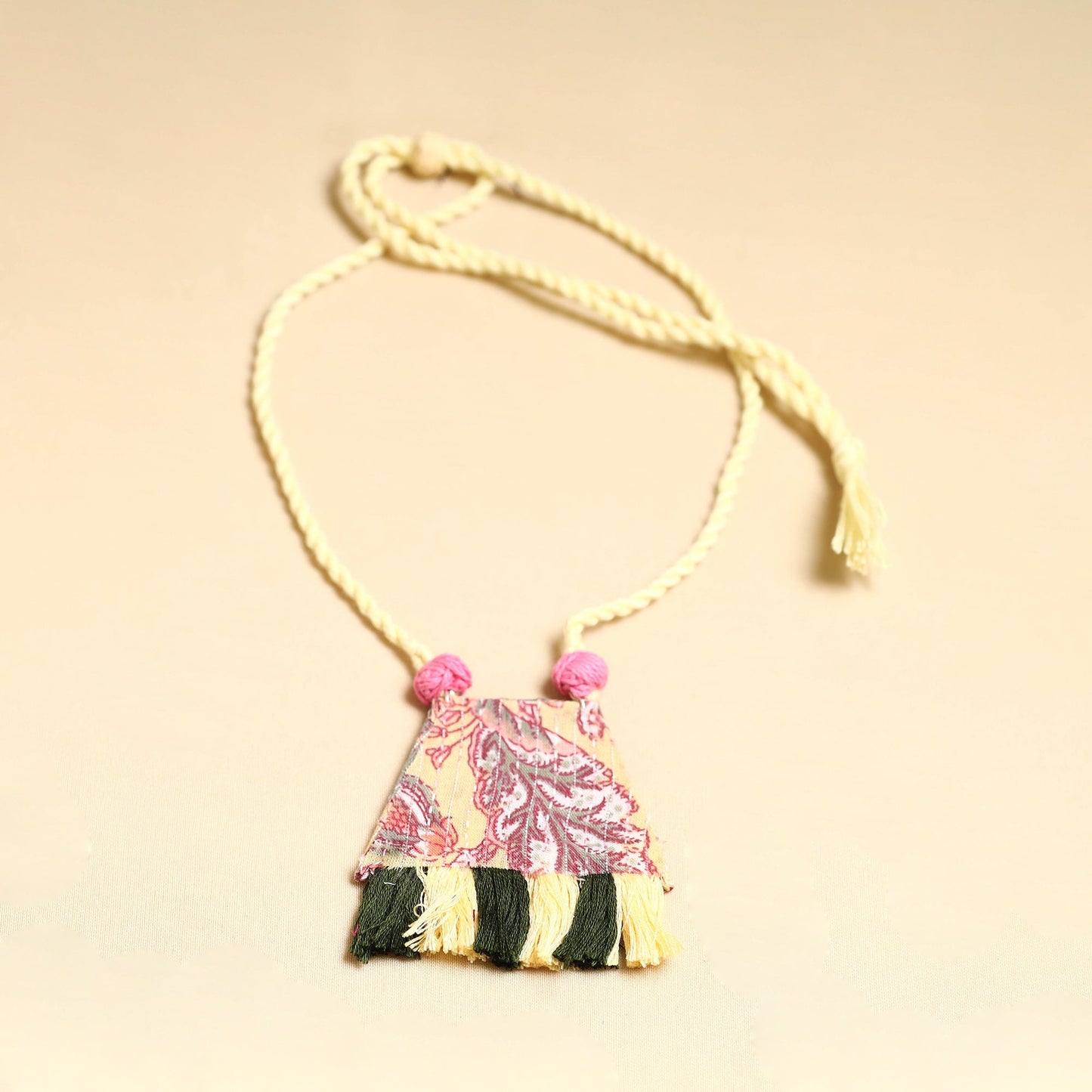 Pink - handmade fabart necklace set 01 - handcrafted