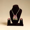 Pink - handmade fabart necklace set 01 - handcrafted