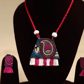 Pink - handmade fabart necklace set 05 - handcrafted