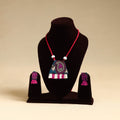 Pink - handmade fabart necklace set 05 - handcrafted