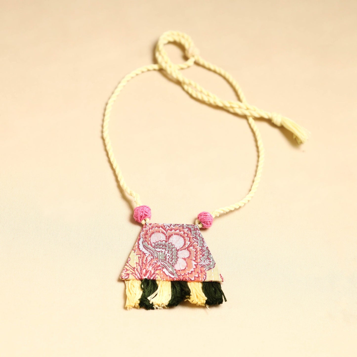 Pink - handmade fabart necklace set 07 - handcrafted