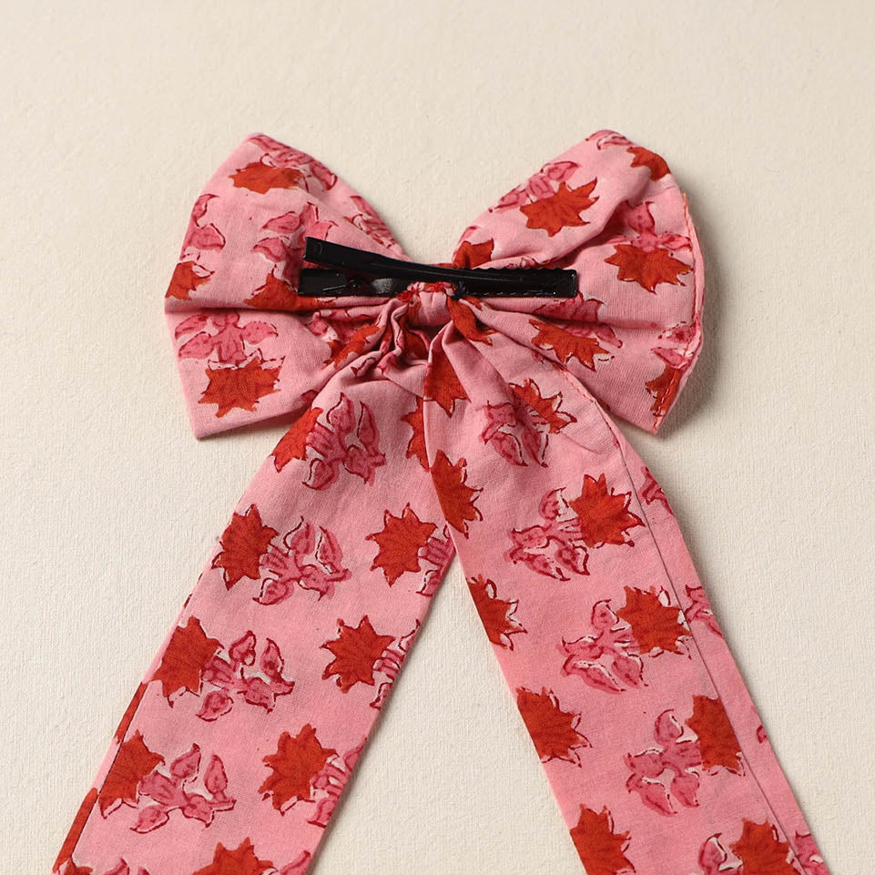 Pink Handmade Fabric Bow Hair Clip