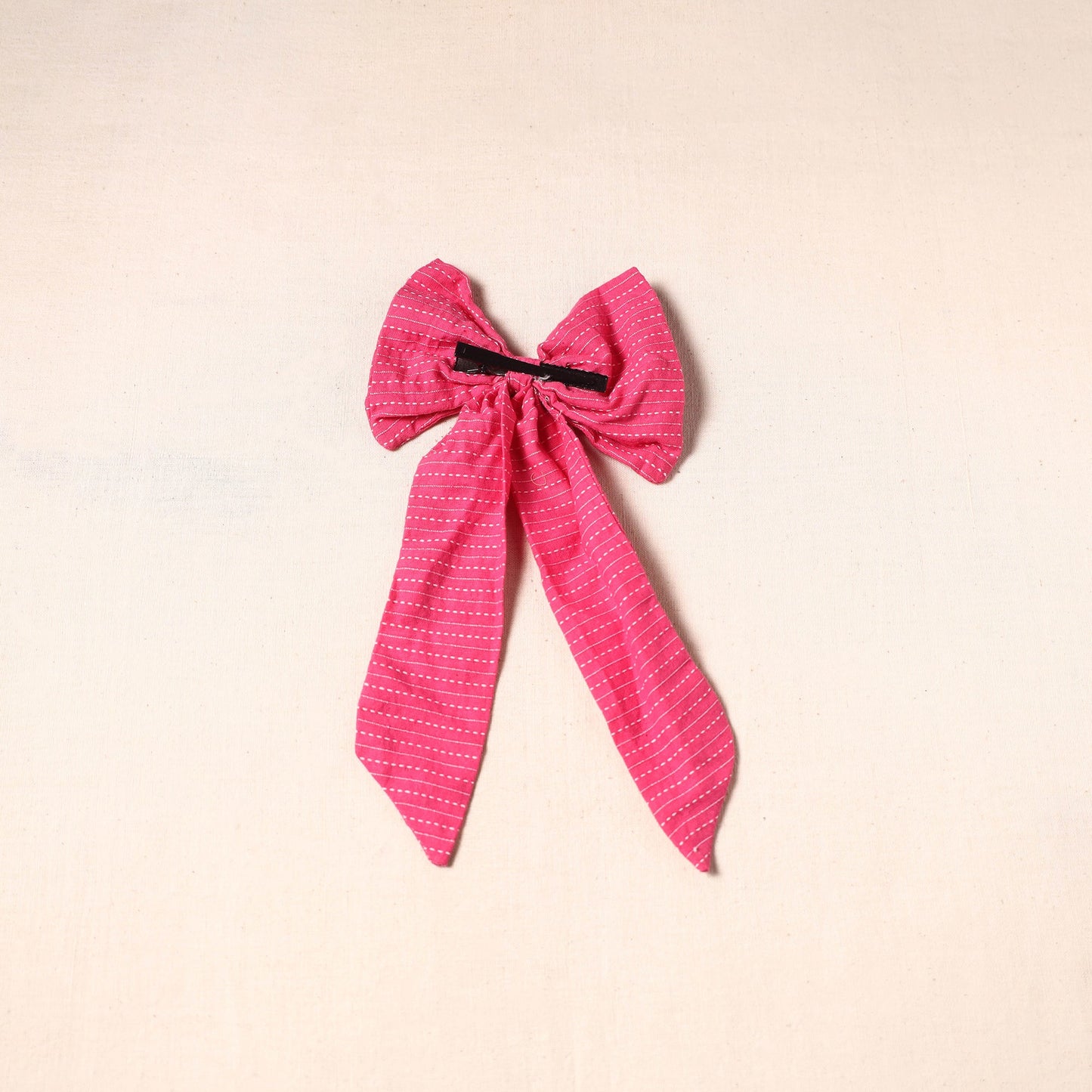 Pink - handmade fabric bow hair clip 17 - handcrafted