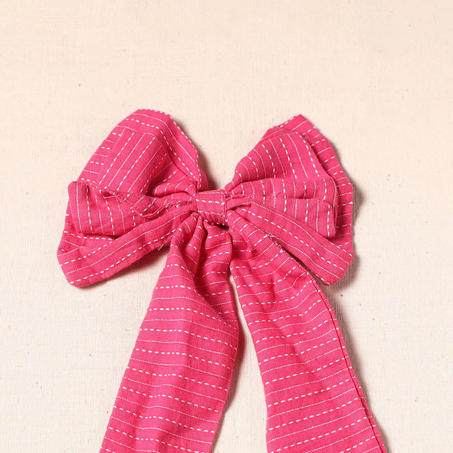 Pink - handmade fabric bow hair clip 17 - handcrafted