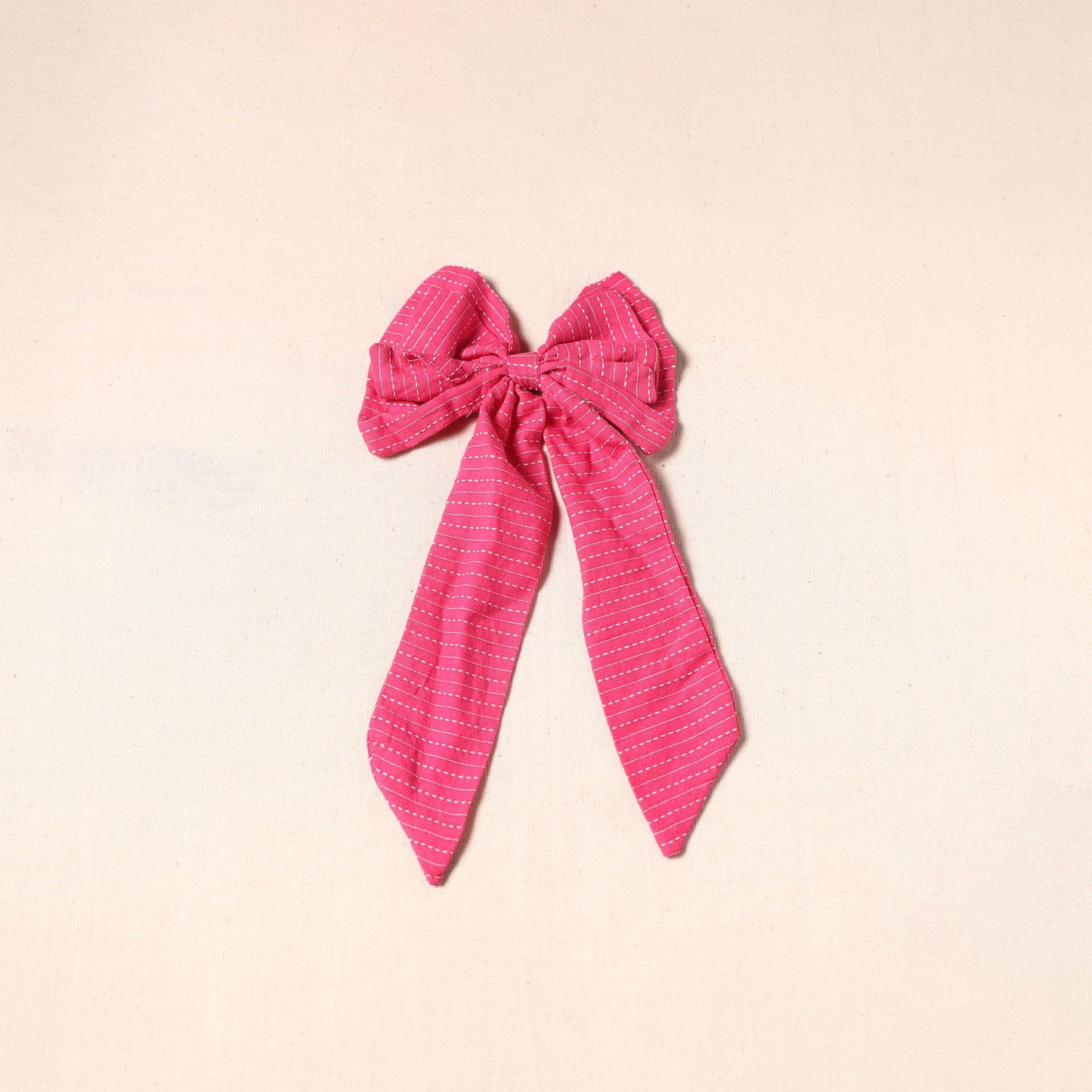 Pink - handmade fabric bow hair clip 17 - handcrafted