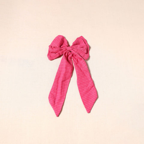 Pink - handmade fabric bow hair clip 17 - handcrafted