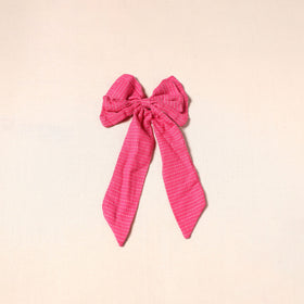 Pink - handmade fabric bow hair clip 17 - handcrafted