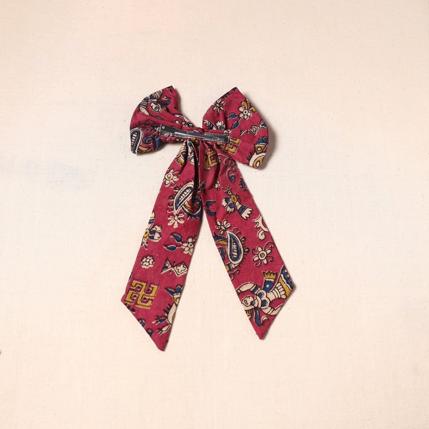 Pink - handmade fabric bow hair clip 27 - handcrafted