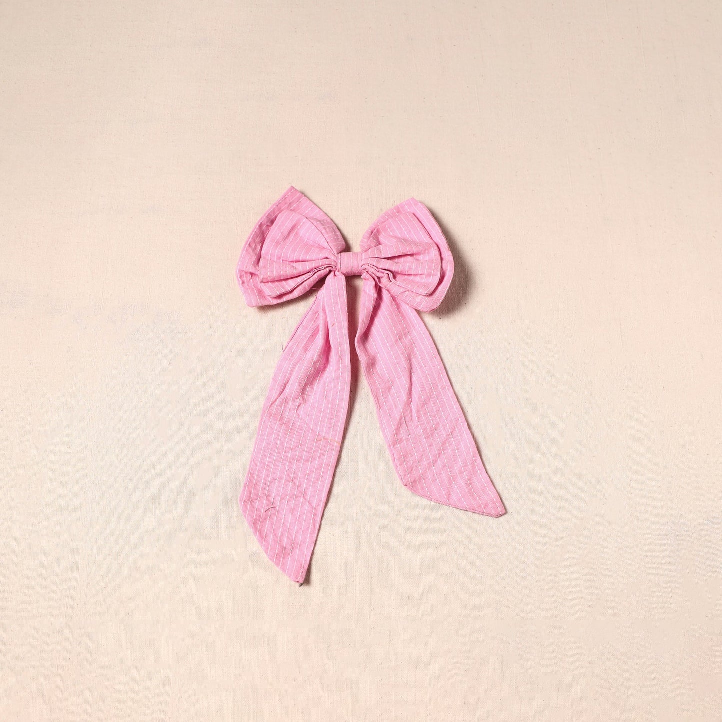 Pink - handmade fabric bow hair clip 44 - handcrafted