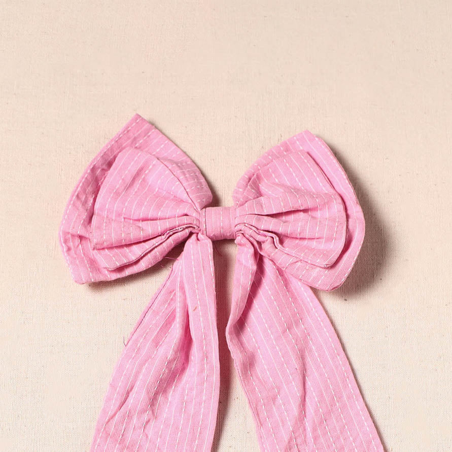 Pink - handmade fabric bow hair clip 44 - handcrafted