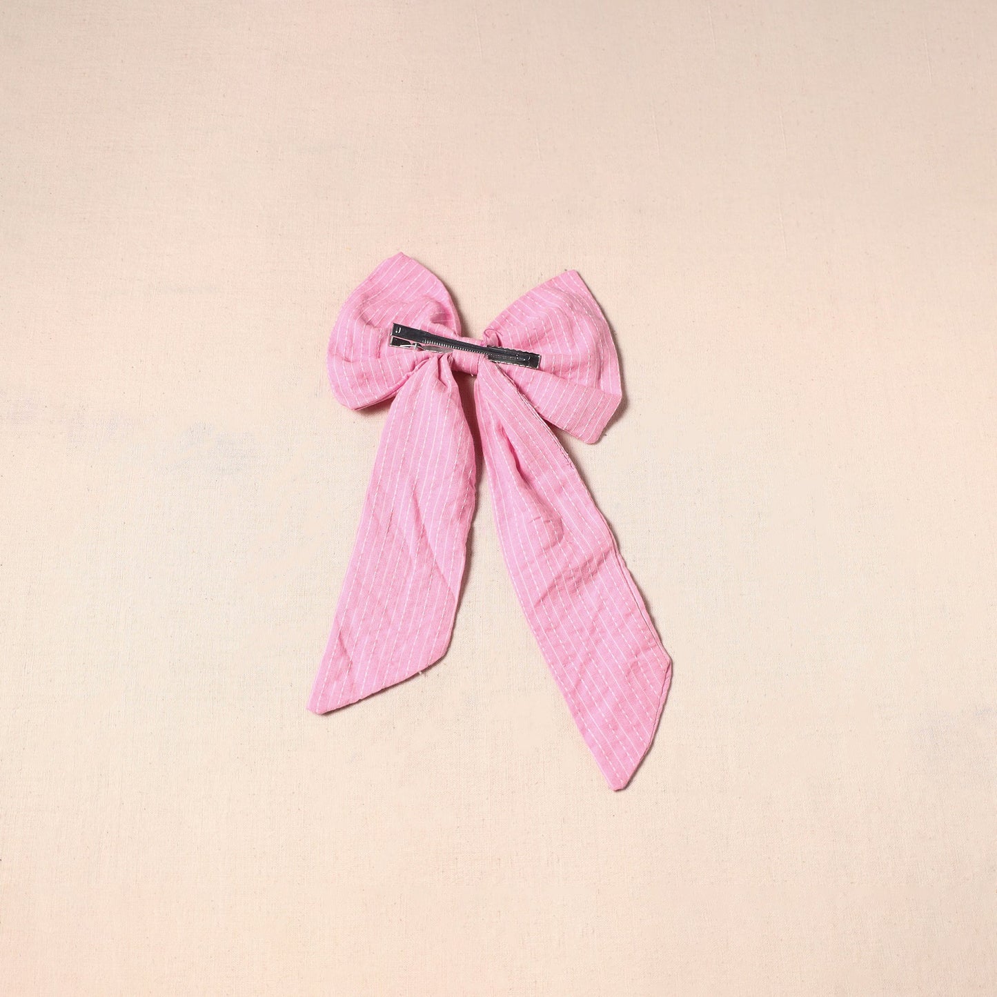 Pink - handmade fabric bow hair clip 44 - handcrafted