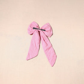 Pink - handmade fabric bow hair clip 44 - handcrafted