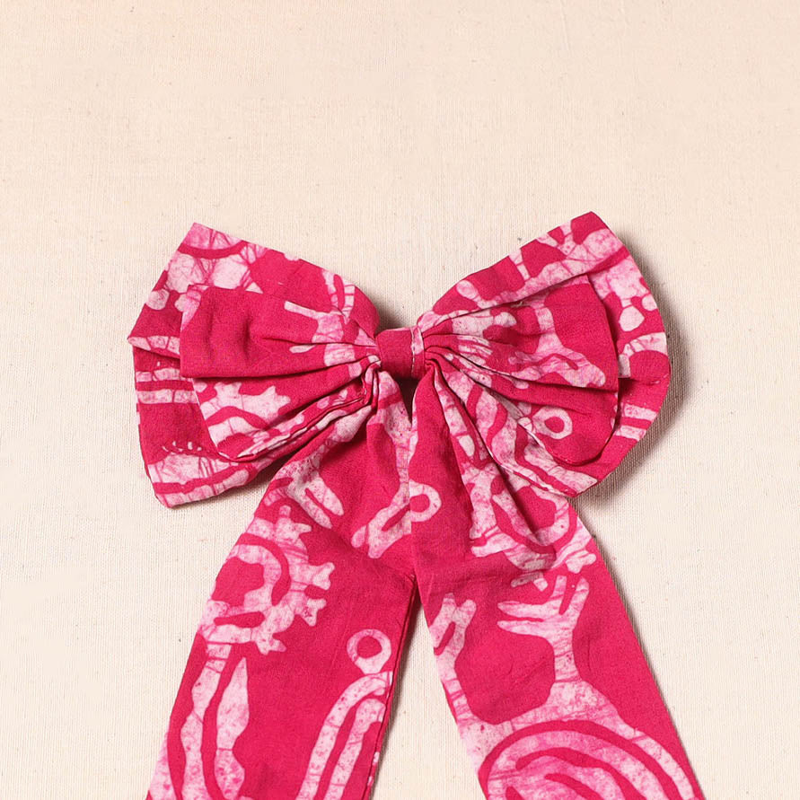 Pink - handmade fabric bow hair clip 45 - handcrafted