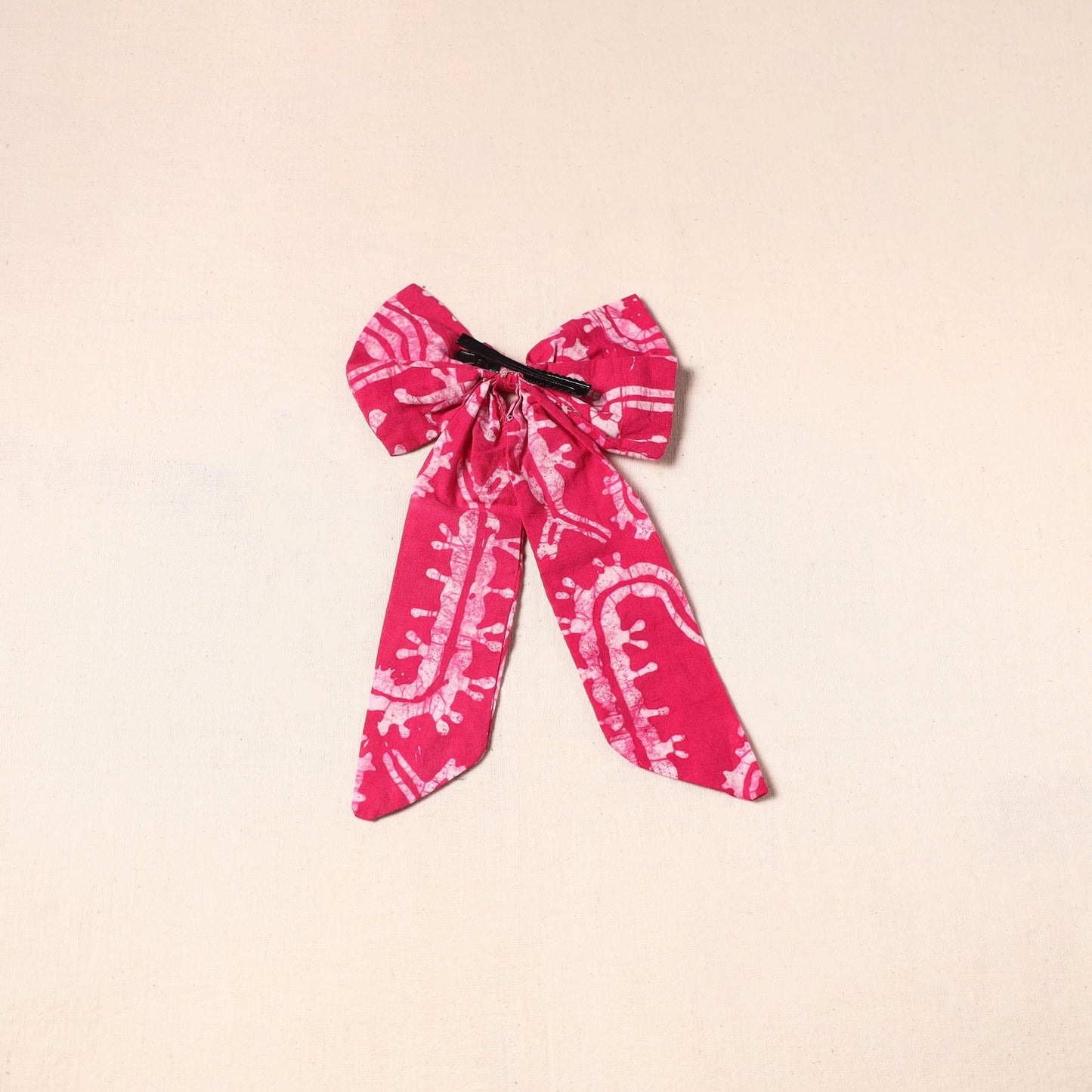 Pink - handmade fabric bow hair clip 45 - handcrafted