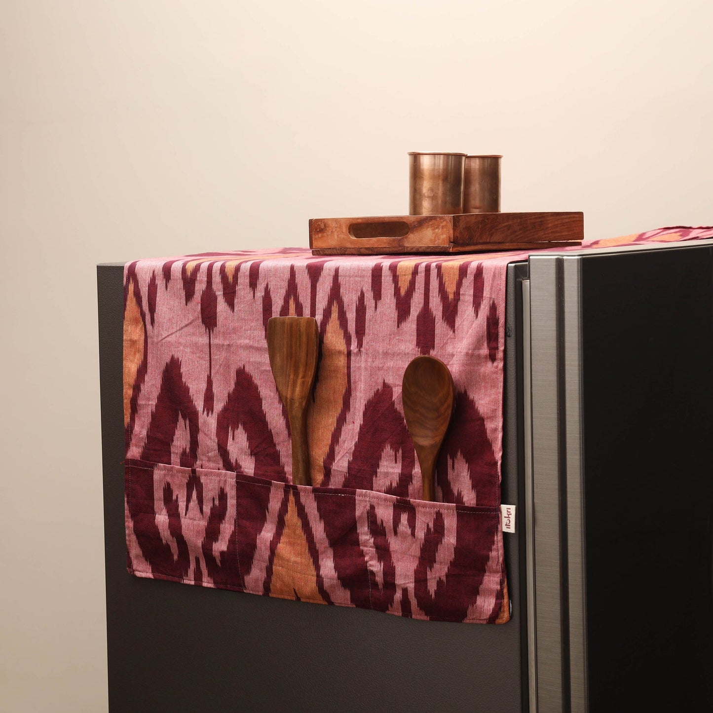 Handmade fridge top cover with multiple pockets 01