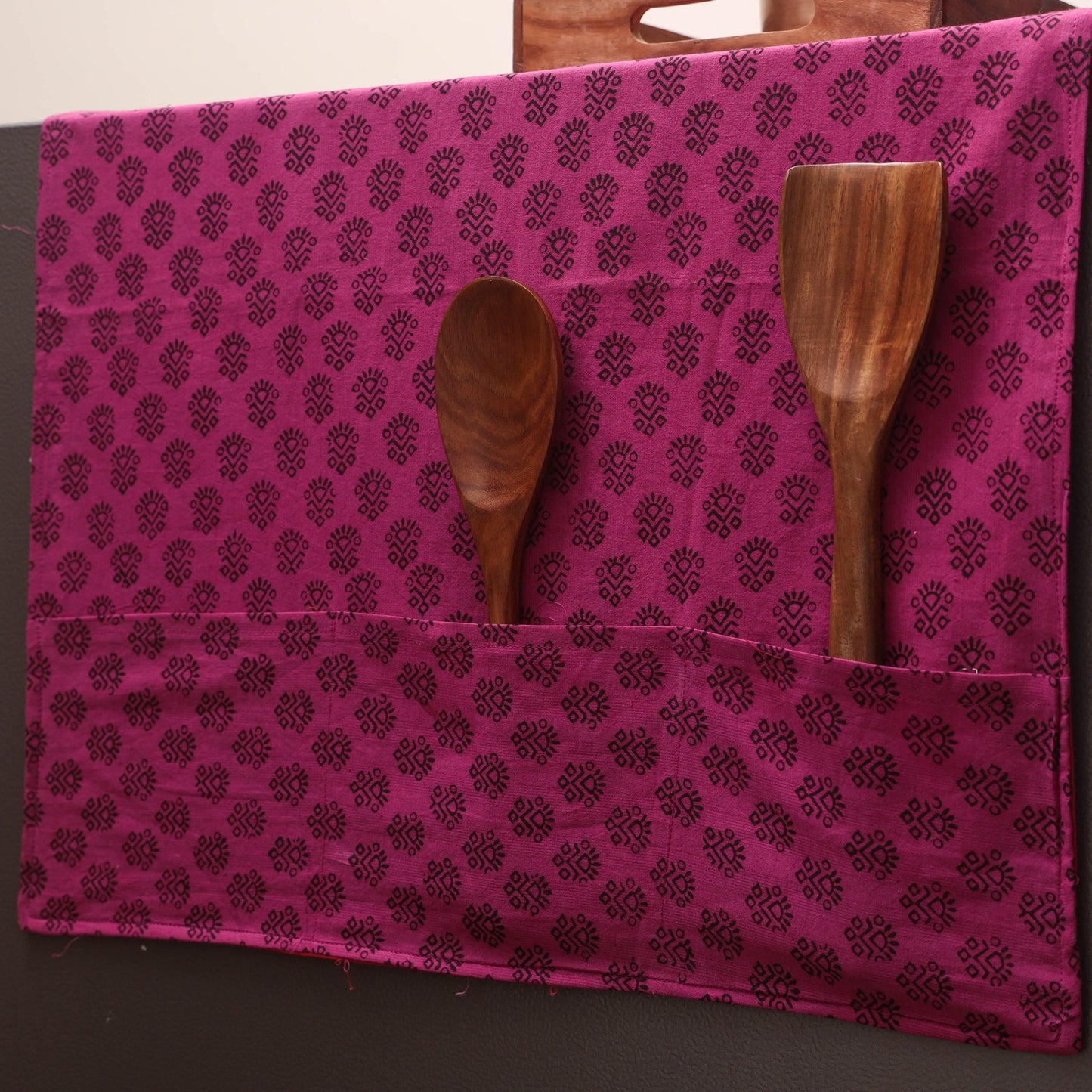 Handmade fridge top cover with multiple pockets 111