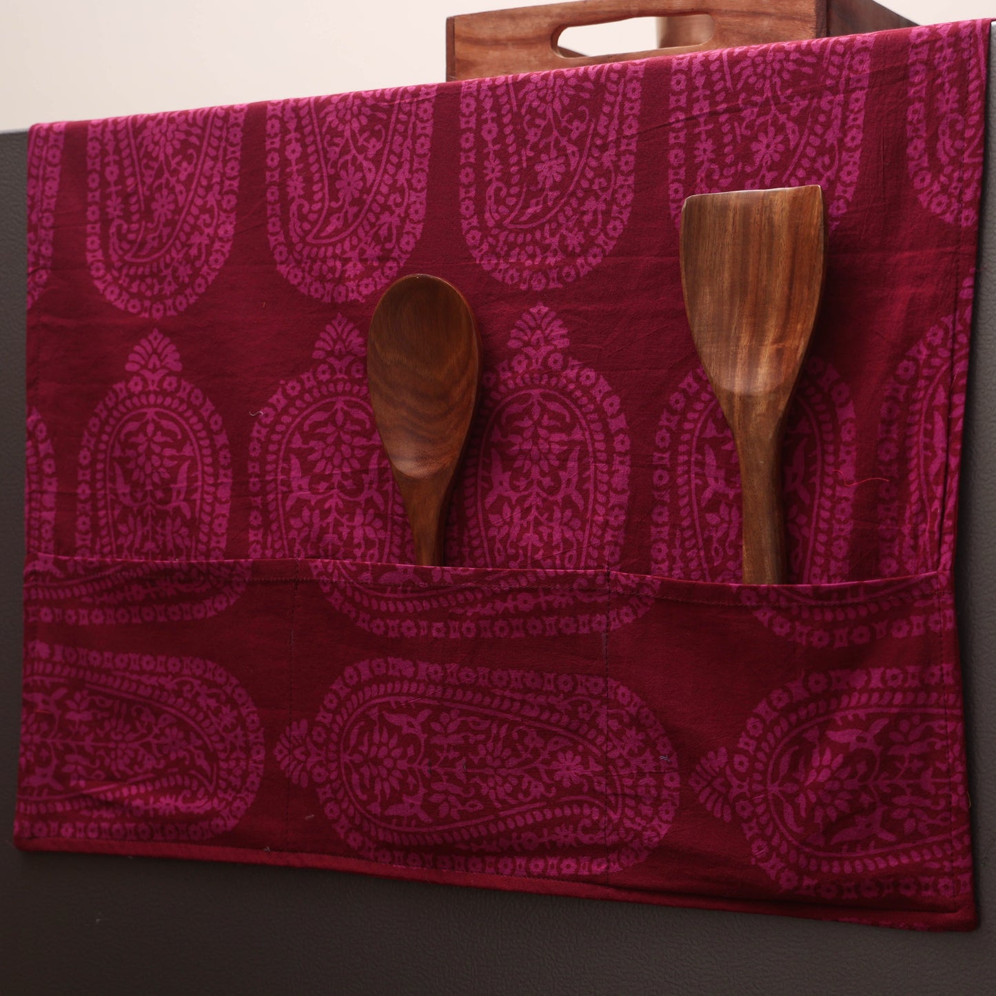 Handmade fridge top cover with multiple pockets 118