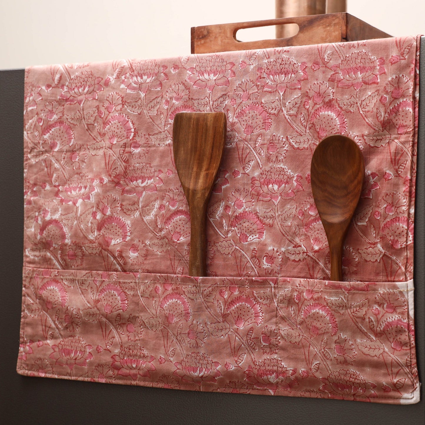 Handmade fridge top cover with multiple pockets 17