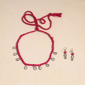 Pink - handmade german silver necklace set 04 - handcrafted