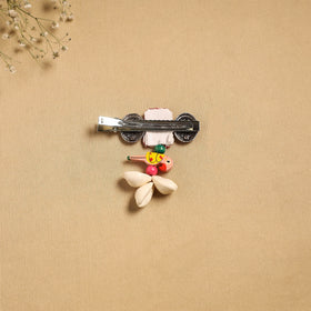 Handmade gs shell & thread work hair clip 35 - handcrafted