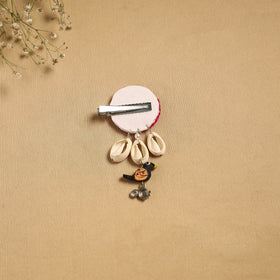Handmade gs shell & thread work hair clip 59 - handcrafted
