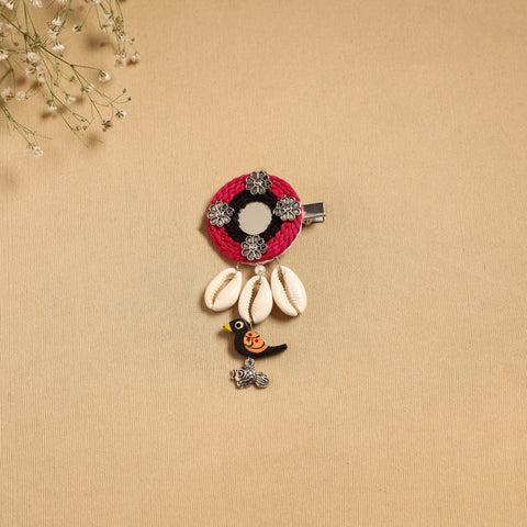 Handmade gs shell & thread work hair clip 59 - handcrafted