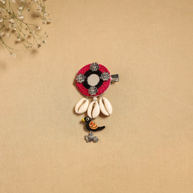 Handmade gs shell & thread work hair clip 59 - handcrafted