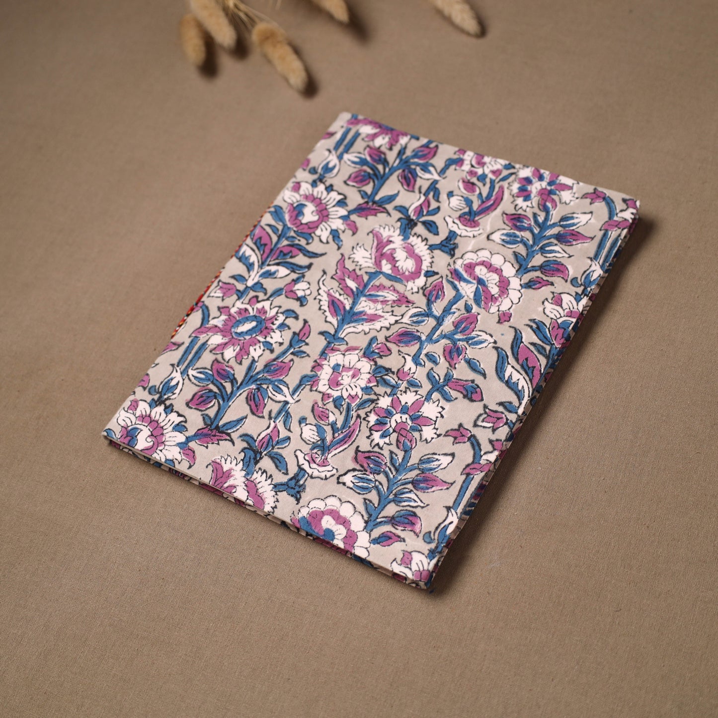 Handmade paper notebook in sanganeri fabric cover (9 x 7