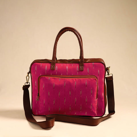  Pink Handmade Pochampally Ikat Laptop Bag