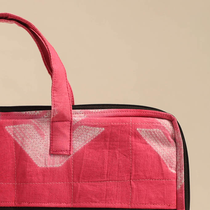 Shop Pink Handmade Quilted Cotton Laptop Bag 