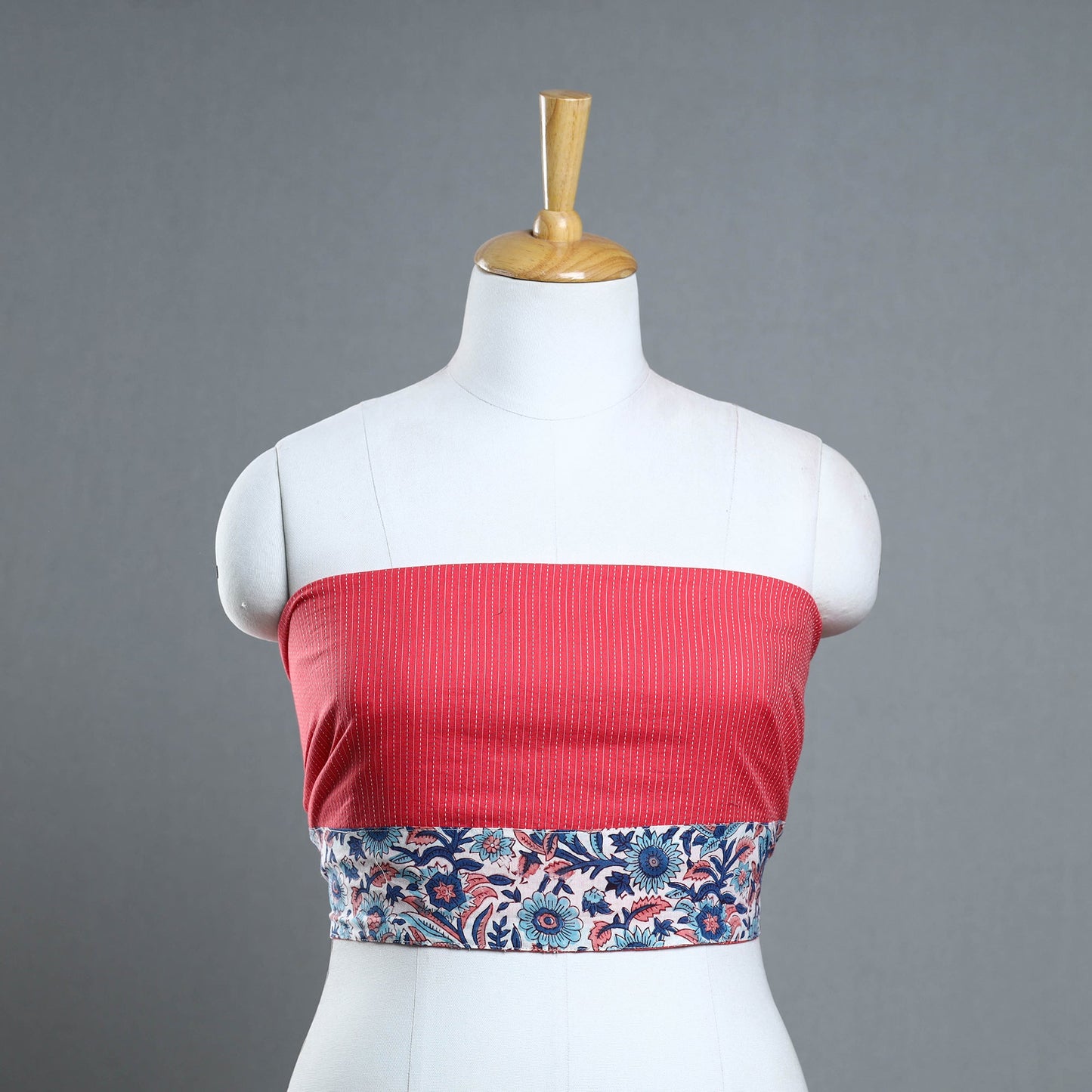 Pink - handmade running stitch plain cotton blouse piece