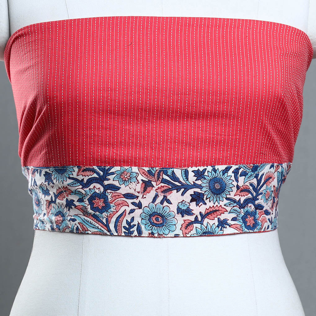 Pink - handmade running stitch plain cotton blouse piece