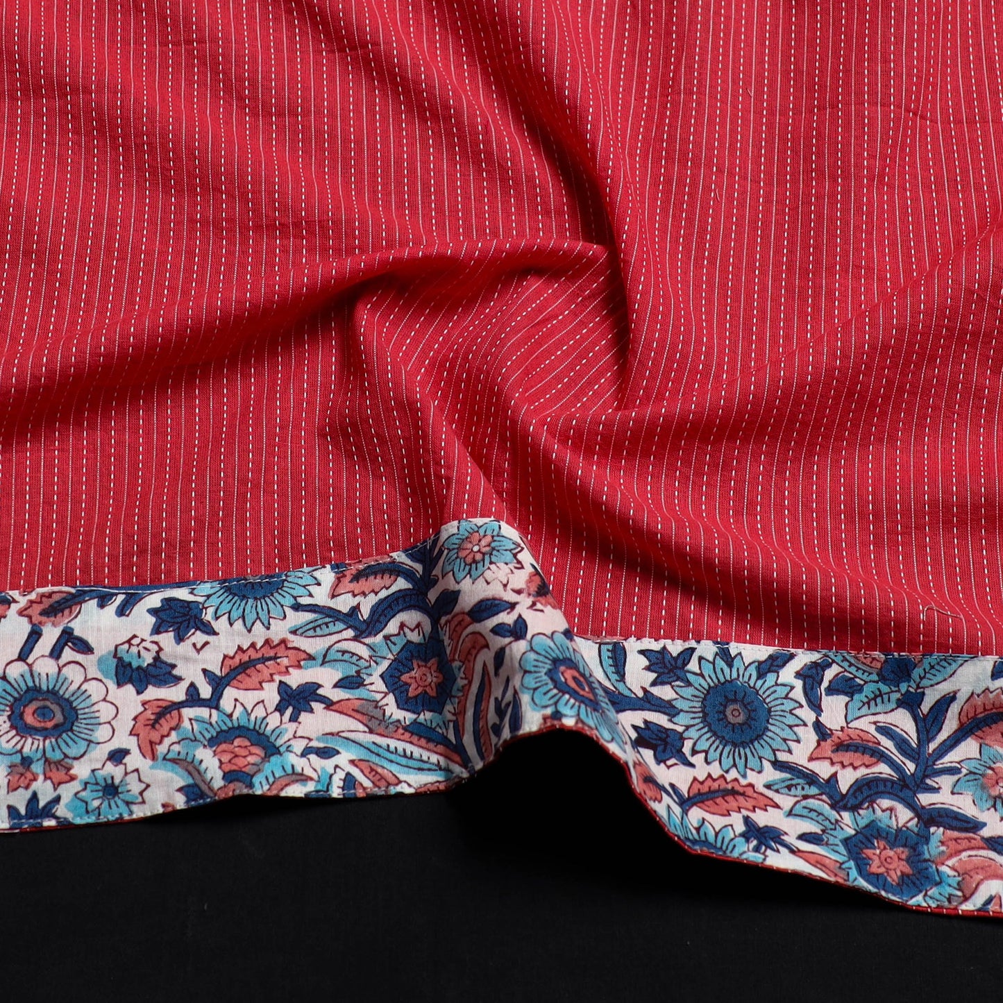 Pink - handmade running stitch plain cotton blouse piece