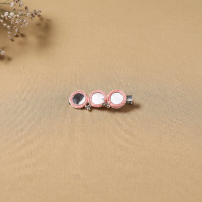 Handmade thread mirror work hair clip 01 - handcrafted