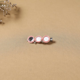 Handmade thread mirror work hair clip 01 - handcrafted