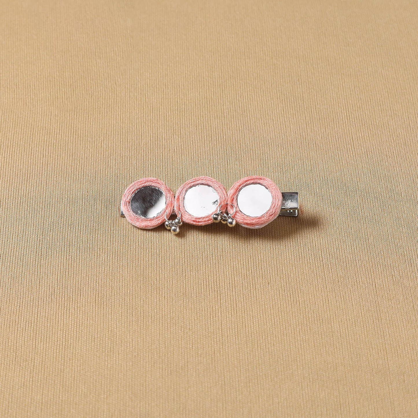 Handmade thread mirror work hair clip 01 - handcrafted
