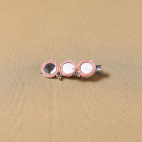 Handmade thread mirror work hair clip 01 - handcrafted