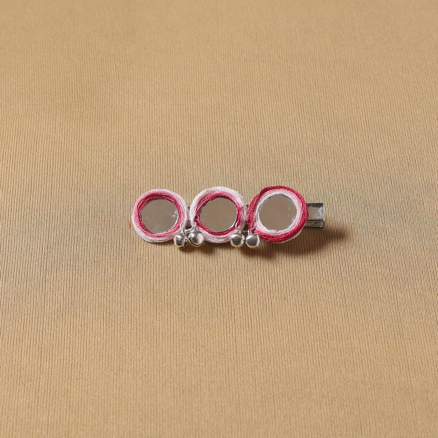 Handmade thread mirror work hair clip 08 - handcrafted