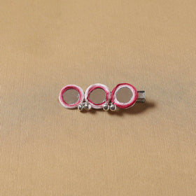 Handmade thread mirror work hair clip 08 - handcrafted