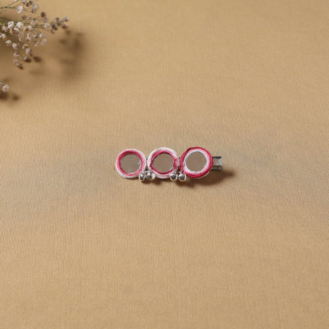 Handmade thread mirror work hair clip 08 - handcrafted