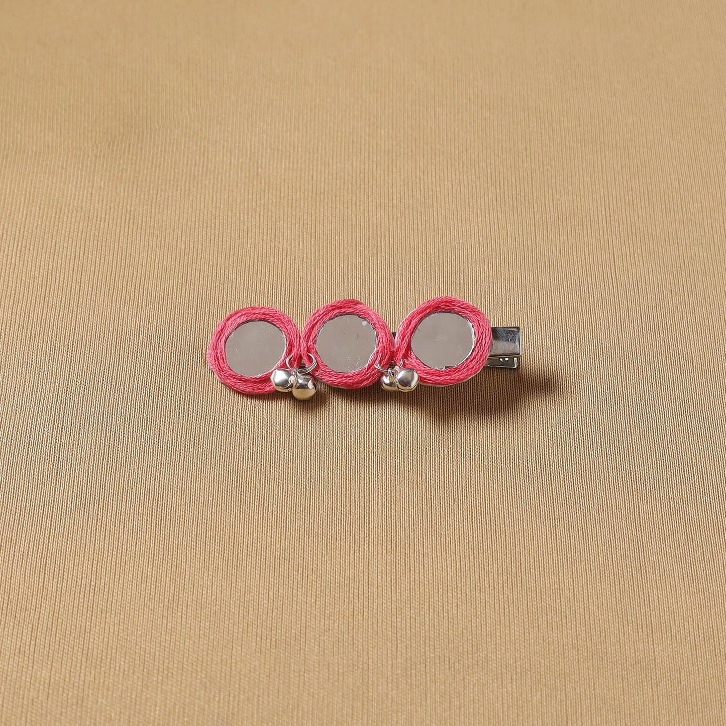 Handmade thread mirror work hair clip 16 - handcrafted