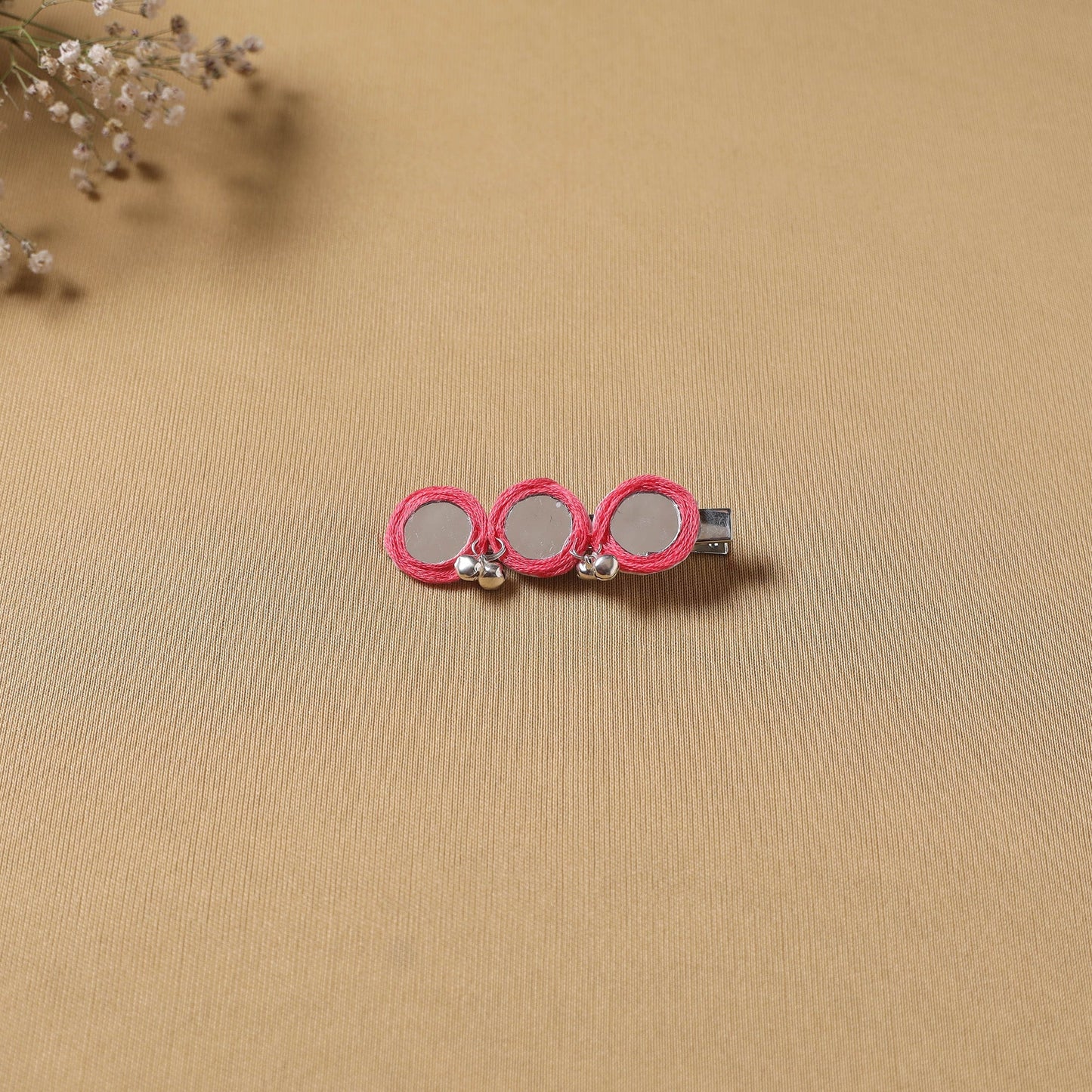 Handmade thread mirror work hair clip 16 - handcrafted