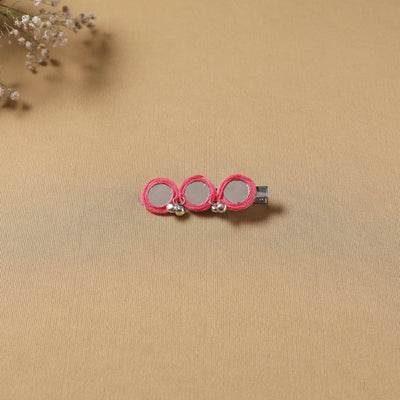 Handmade thread mirror work hair clip 16 - handcrafted