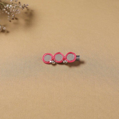 Handmade thread mirror work hair clip 16 - handcrafted