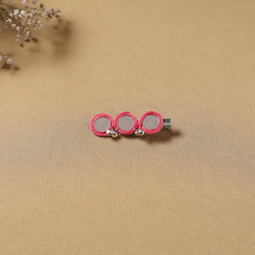 Handmade thread mirror work hair clip 16 - handcrafted