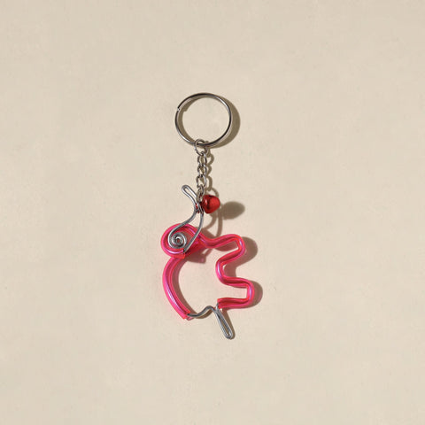 Pink Handmade Wired Craft Keychain 