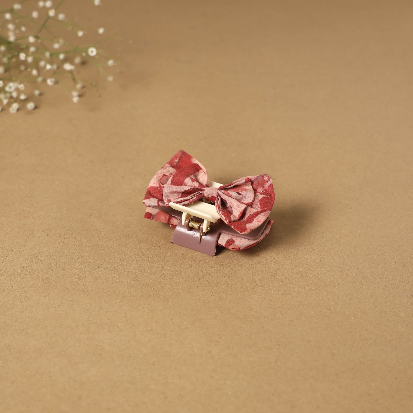 Pink - handmade women’s bow hair claw clip 10 - handcrafted