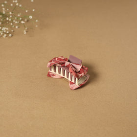 Pink - handmade women’s bow hair claw clip 10 - handcrafted