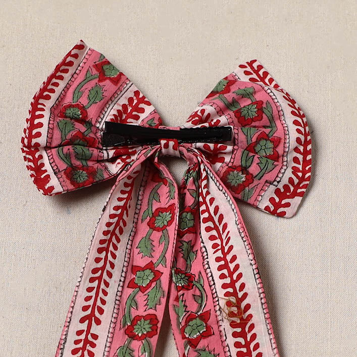 Pink - handmade women’s bow hair clip 116 - handcrafted